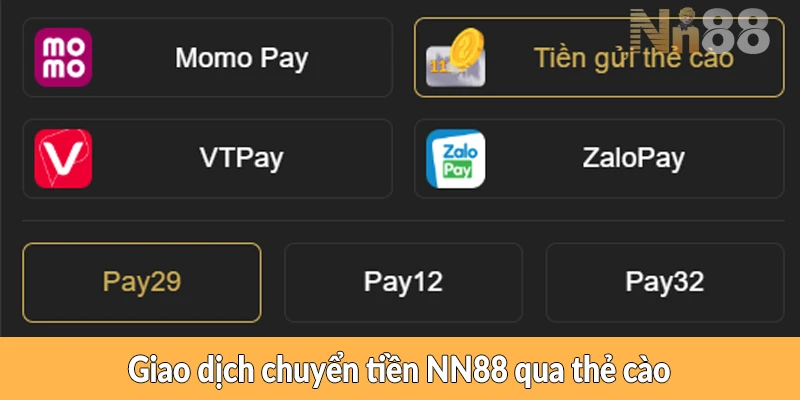 Giao dịch chuyển tiền NN88 qua thẻ cào Giao dịch chuyển tiền NN88 qua thẻ cào